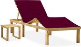 The Living Store Loungebed - Ligbed met tafel - Grenen - 200x70cm - Verstelbaar