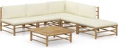 The Living Store Loungehoek Bamboe - Lounge set - Crèmewit - 65x70x60 cm - Stevig en gemakkelijk schoon te maken