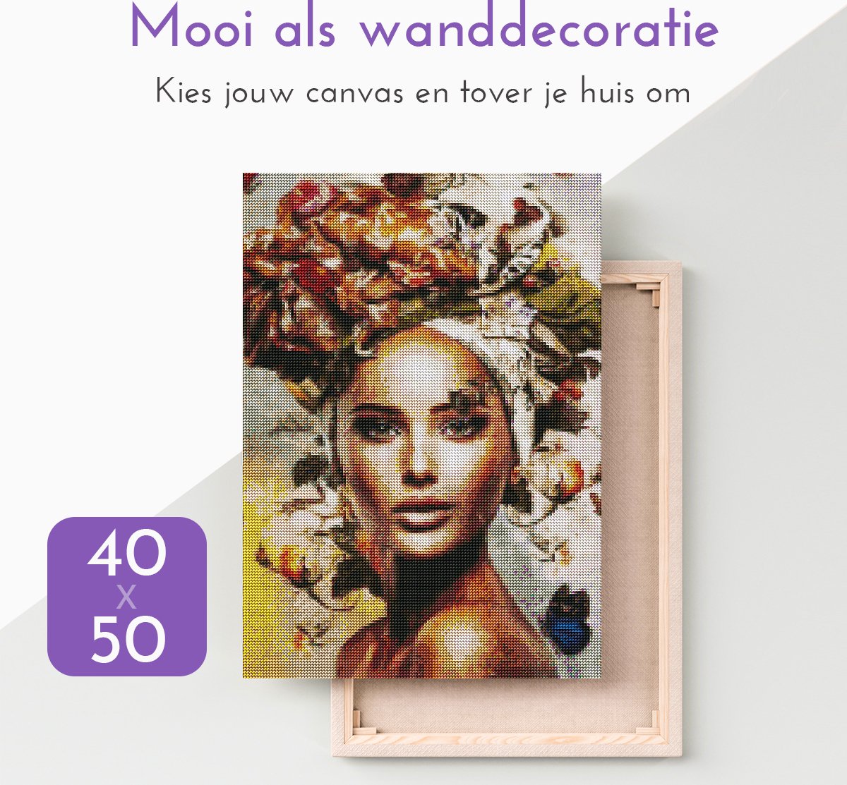 Lienz® Diamond Painting volwassenen 40x50cm – Rond – Vrouw – Bloemen – Vlinders – Pakket Volwassenen — afbeelding 8