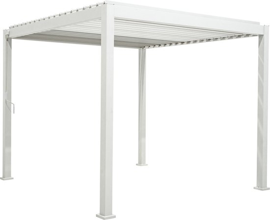 SORARA Mirador - Basic Moderne terrasoverkapping - Wit Paviljoen - 3x3 m - Aluminium/Staal - Luxe Vrijstaande zonwering en tuin overkapping met kantelbare lamellen - Weerbestendig