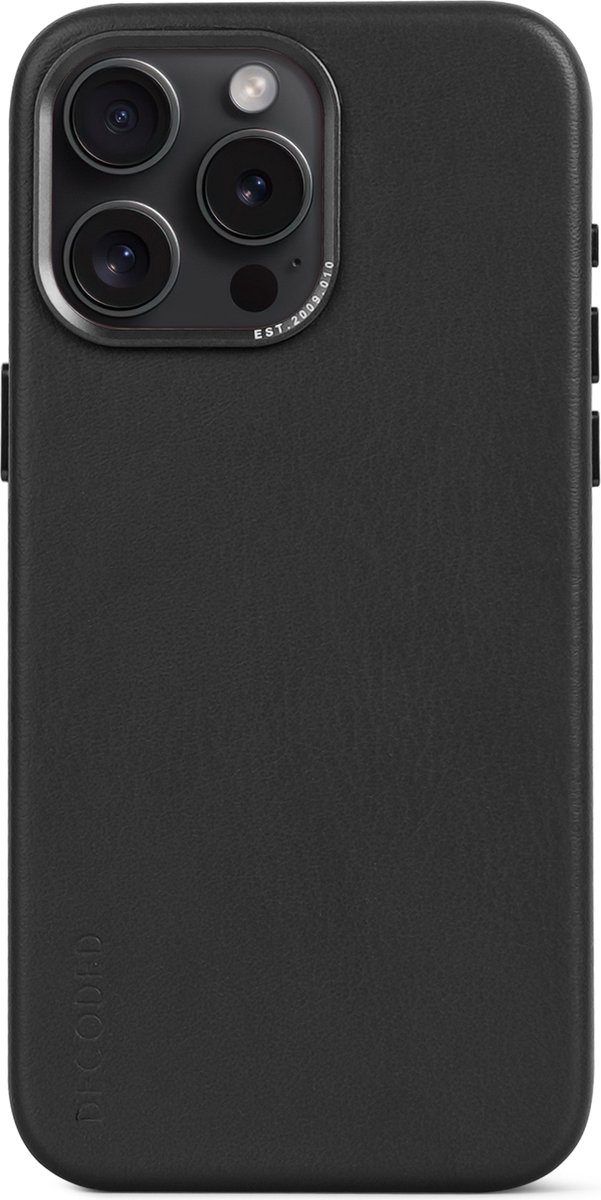 DECODED Leren Hoesje voor iPhone 15 Pro Max - Hoogwaardig Europees Leer - Geschikt voor MagSafe - Zwart