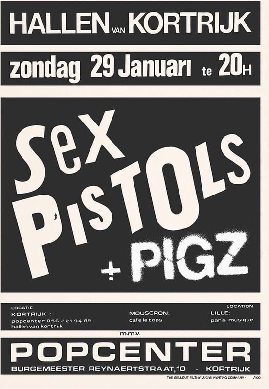Sex Pistols / P.I.G.Z. concert affiche poster PUNK