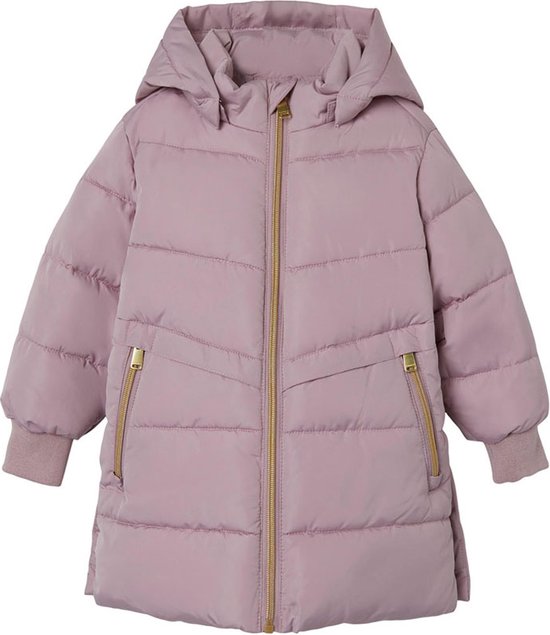 name it NMFMUSIC LONG PUFFER JACKET TB Meisjes Jas - Keepsake Lilac - Maat 92