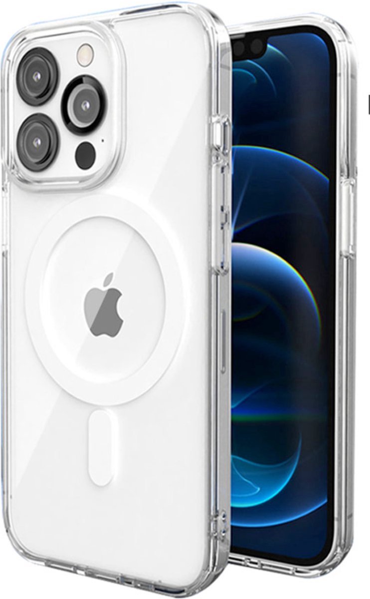 Transparant Magneet Ring Hoesje - Geschikt voor iPhone 15 Pro - Stevig Doorzichtig Shockproof - Magnetisch TPU Hoesje - Anti Yellowing Achterkant (Magneetring Compatible)