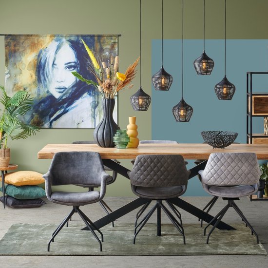 Light & Living Hanglamp Alvaro - Zwart - 5L - Modern - Hanglampen Eetkamer, Slaapkamer, Woonkamer