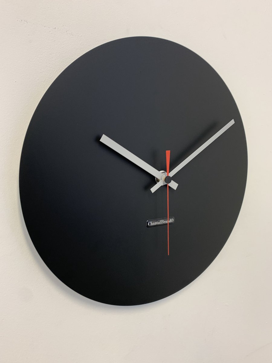 Wandklok CHANTALBRANDO -- ARGOS 34 BLACK - ZWART -- MODERN DESIGN -- MADE IN HOLLAND