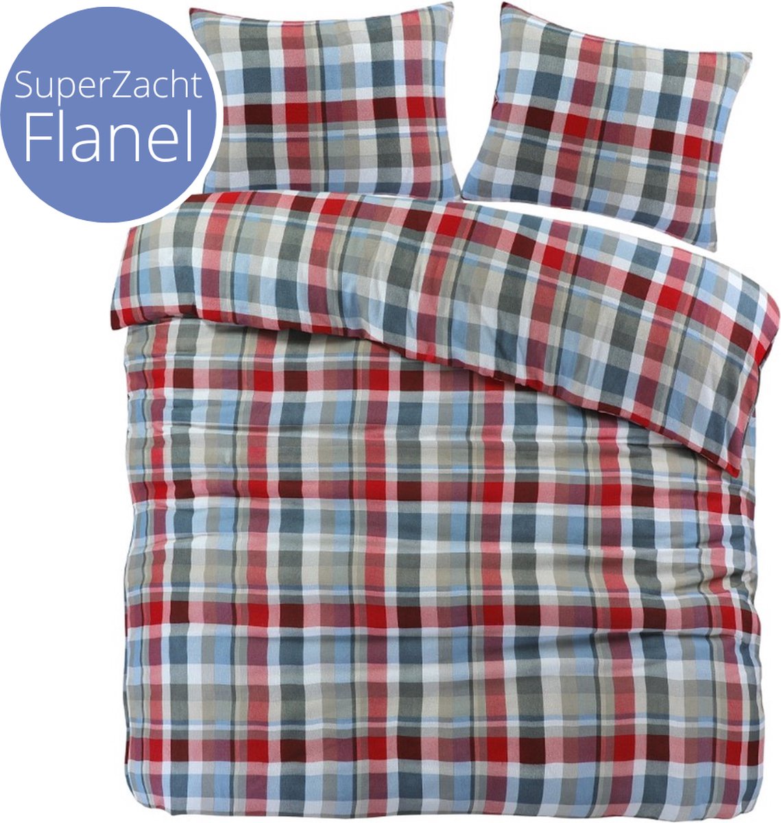 Goedkoopste Droomtextiel - Flanel - Dekbedovertrek - Bazel Multi Lits-Jumeaux - 240x200/220 cm - Super Zacht