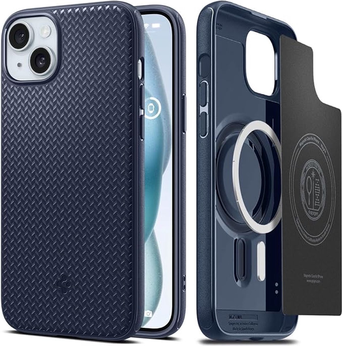 Geschikt voor Spigen Apple iPhone 15 Plus Mag Armor Geschikt voor Mag Hoesje - Blauw