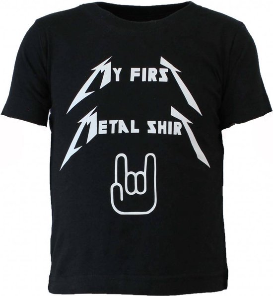 My First Metal Shirt Kinderen Baby Tshirt Zwart/Wit bol