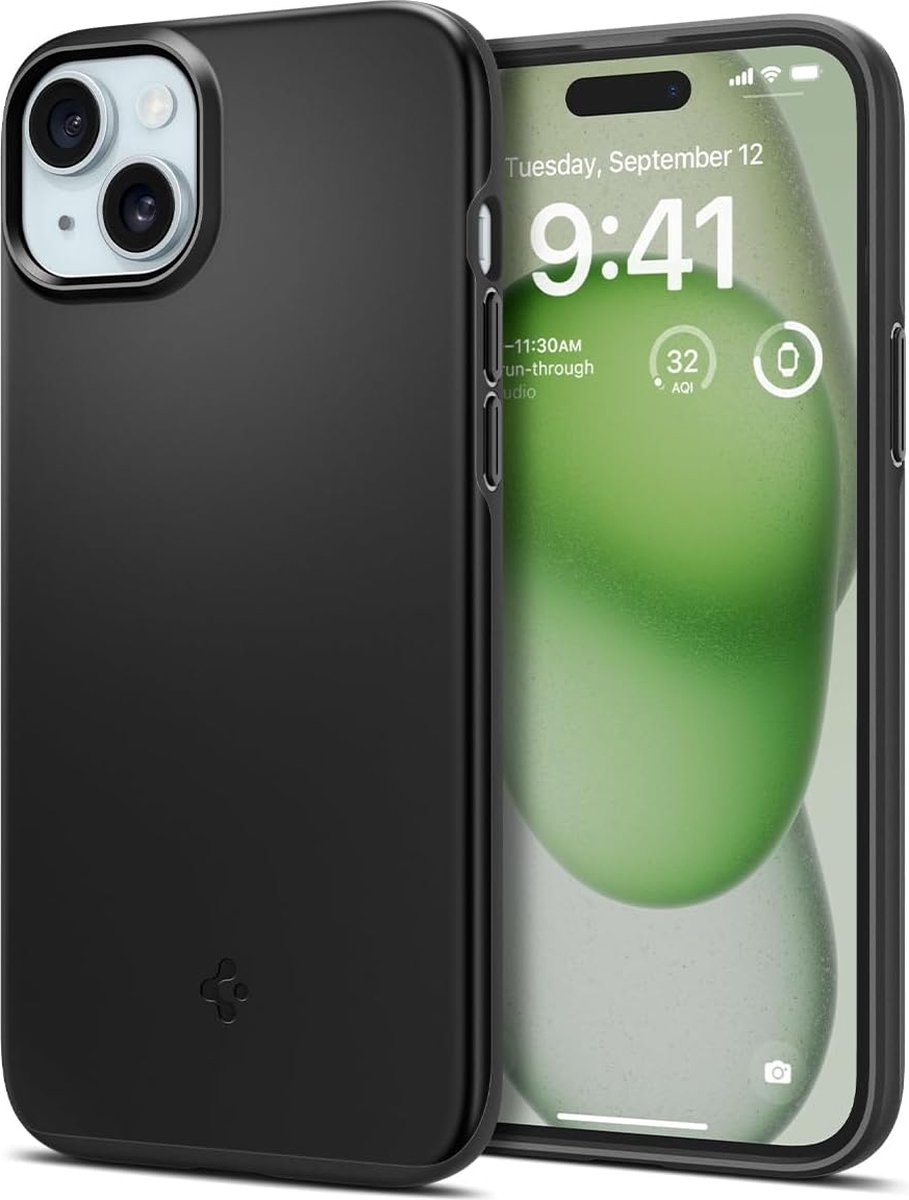 Geschikt voor Spigen Apple iPhone 15 Plus Thin Fit hoesje - Zwart