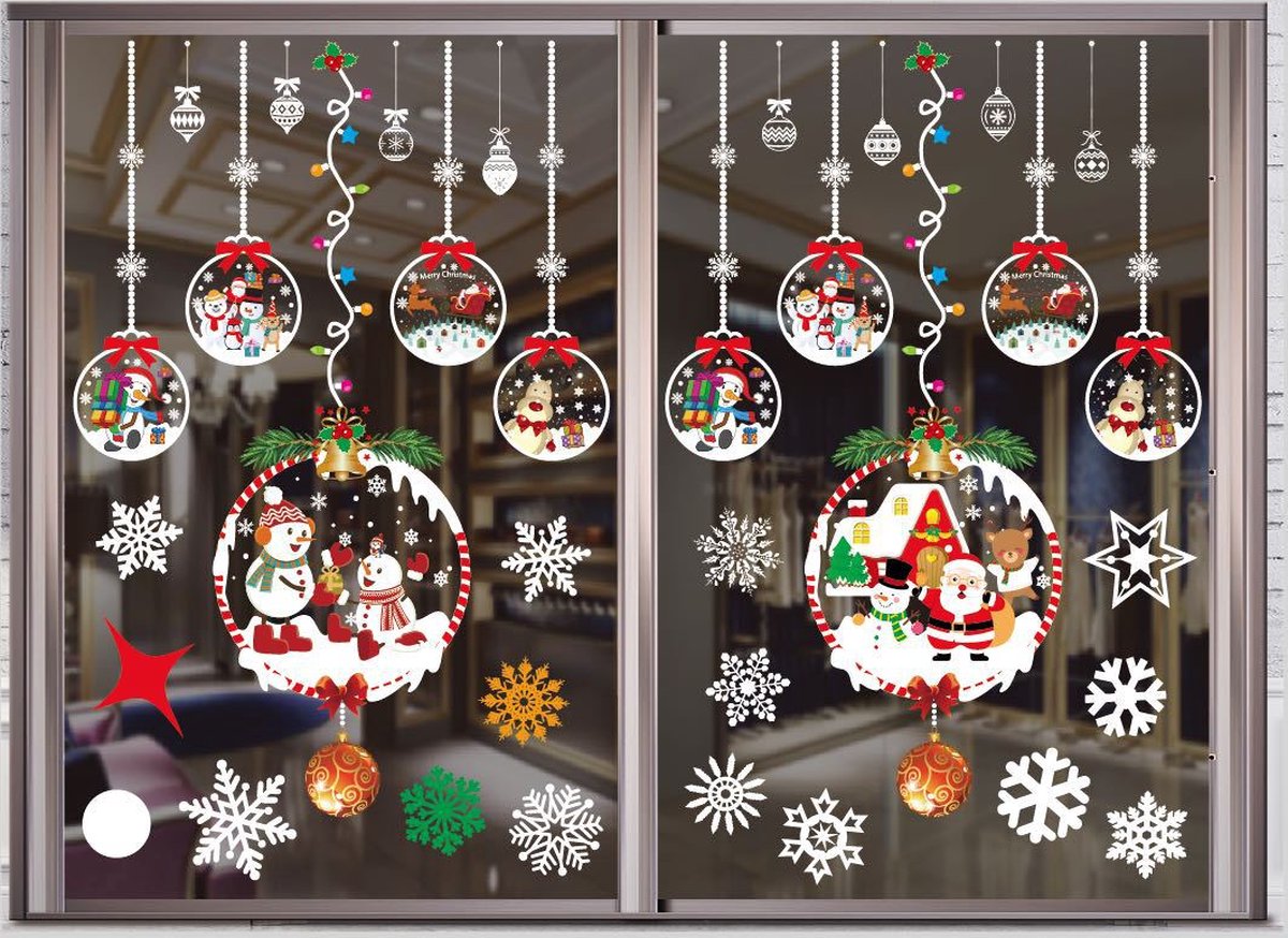 Fuleadture Raamstickers Kerst Sneeuwvlokken Kerstdecoratie Stickers