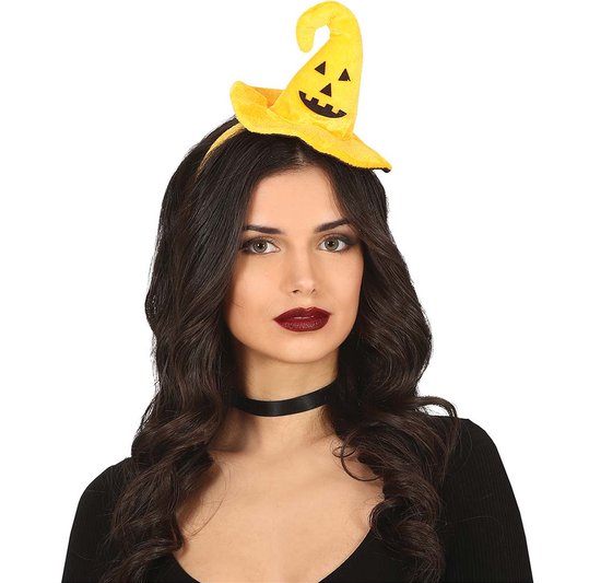 Halloween heksenhoed - mini hoedje op diadeem met sluier - one size -  oranje -... | bol