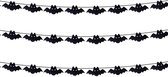 Halloween/horror thema vlaggenlijn - 3x - vleermuis - papier - 300 cm - griezelige vleermuis versiering