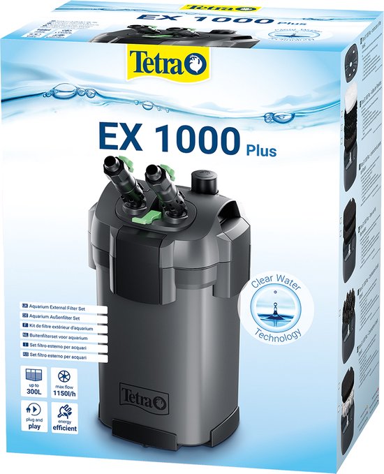Tetra EX 1000 Plus Buitenfilter - Stil & Energiezuinig voor Aquaria 100-300L - Compleet Systeem