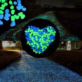 ESSIBLE Glow In The Dark Stenen | Decoratie Stenen | Pebbles | Aquarium Steentjes | Tuin Stenen | BLAUW & GROEN| 30 Stuks