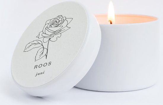 Maan Amsterdam - Bougie parfumée - Fleur de naissance juin en boîte blanche - 300 grammes de cire de soja végétalienne - bougie cadeau