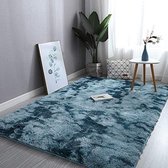 Luxe Shaggy Soft Area tapijt vierkant indoor pluizige antislip tapijten moderne wooncultuur voor woonkamer slaapkamer kinderkamer blauw 60x90 cm