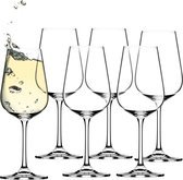 Witte wijnglazen van kristalglas, set van 6, 360 ml, wijnglazen met lange steel, elegante en eenvoudige witte wijnkelken voor thuis, feest, hoogwaardige kwaliteit