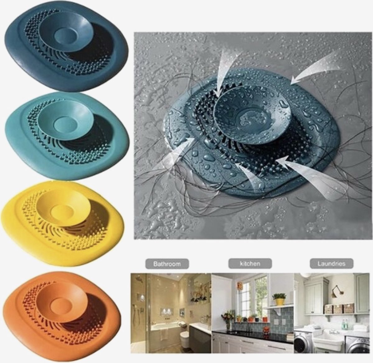 Goedkoopste Luxe Doucheputje Afvoer Plug Zeef Stopper Stop - Groen - Universele Haarfilter Haarvanger Gootsteenstop Afvoerstop Afvoerputje Stopper Putje Rooster Voor Wastafel Gootsteen Spoelbak Bad Douchebak Keuken Wasbak Badkuip Aanrecht - Siliconen - Groen