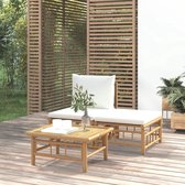 The Living Store Bamboe Loungeset - 1 x Middenbank - 1 x Voetenbank - 1 x Tafel - 55 x 69 x 65 cm - Duurzaam en Comfortabel