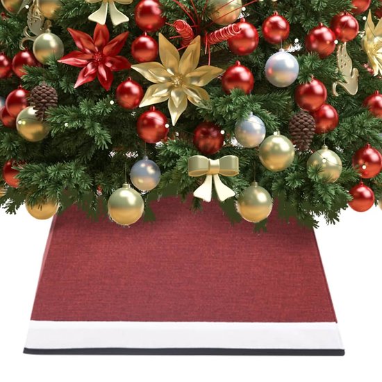 The Living Store Kerstboomkraag - Rood/Wit - 25cm - Stof/Karton
