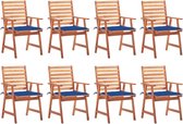 The Living Store Ensemble de chaises de salle à manger Bois d'acacia - 56x62x92 cm - kussen bleu royal