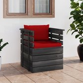 The Living Store Tuinfauteuil - Pallet Lounge - Grenenhout - 70 x 65 x 71.5 cm - Rood