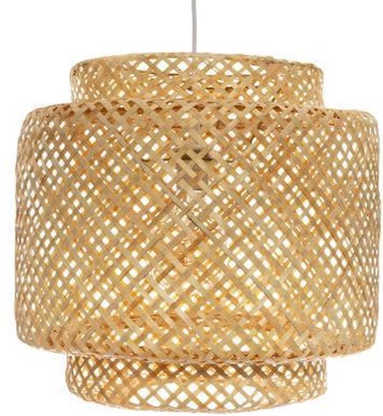 Hanglamp Gevlochten Bamboe - Handgeweven - Verlichting - Rotan - Bohemian style - Voor woonkamer, eetkamer & slaapkamer - Ø40 cm