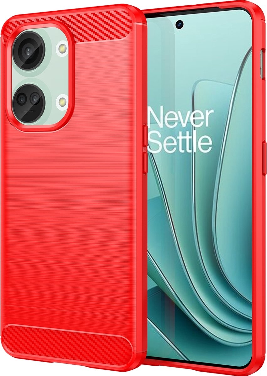 Mobigear Hoesje geschikt voor OnePlus Nord 3 Telefoonhoesje Flexibel TPU | Mobigear Brushed Backcover | Nord 3 Case | Back Cover - Rood
