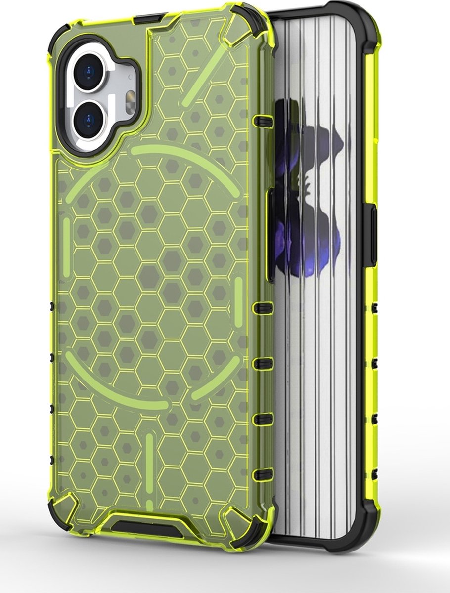 Mobigear Hoesje geschikt voor Nothing Phone (2) Telefoonhoesje Hardcase | Mobigear Honeycomb Backcover Shockproof | Schokbestendig Phone (2) Telefoonhoesje | Anti Shock Proof - Groen