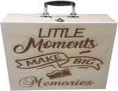 Houten Box Doos koffer A4 Little moments make big memoris Persoonlijke Herinneringsdoos / Memory koffer Herinneringen Geboorte Huwelijk Gelegenheid Geschenk