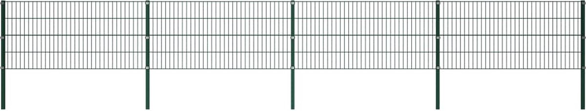 The Living Store Schuttingset Dubbelstaafmat - 6.8 x 0.8 m - Mosgroen - Gepoedercoat ijzer