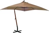 The Living Store Zweefparasol - Hout - Taupe - 300 x 300 cm - UV-bestendig