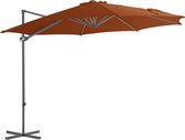 The Living Store Hangende parasol Tuin - 300x255 cm - Terracotta - UV-beschermend polyester - Stevige kruisvoet - Kantelbaar en 360 graden draaibaar