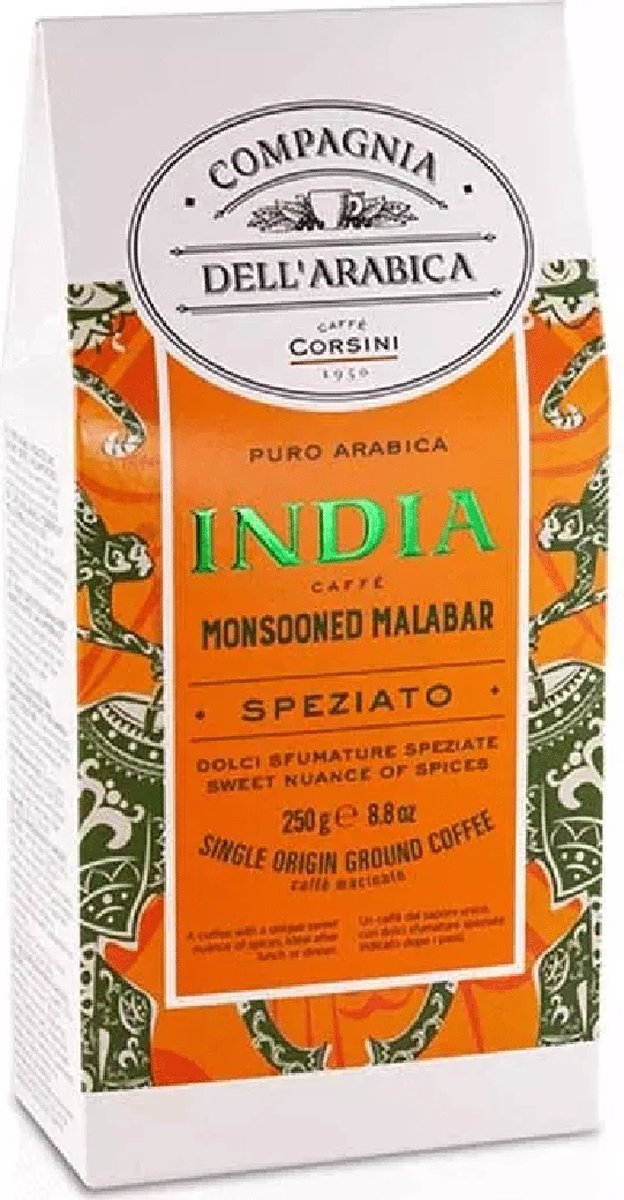 India Monsooned Malabar Single Origin gemalen Arabica koffie 250 gram