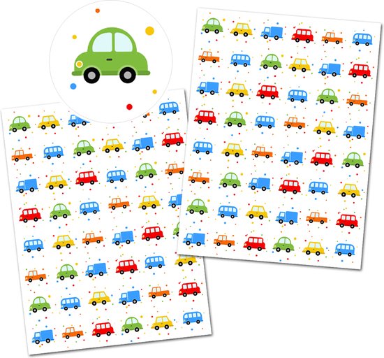 Stickervellen Gekleurde Autootjes - Voertuigen Stickers - Kinder Stickers  Auto -... | bol