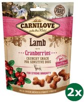 2x200 gr Carnilove crunchy snack lam / cranberries hondensnack