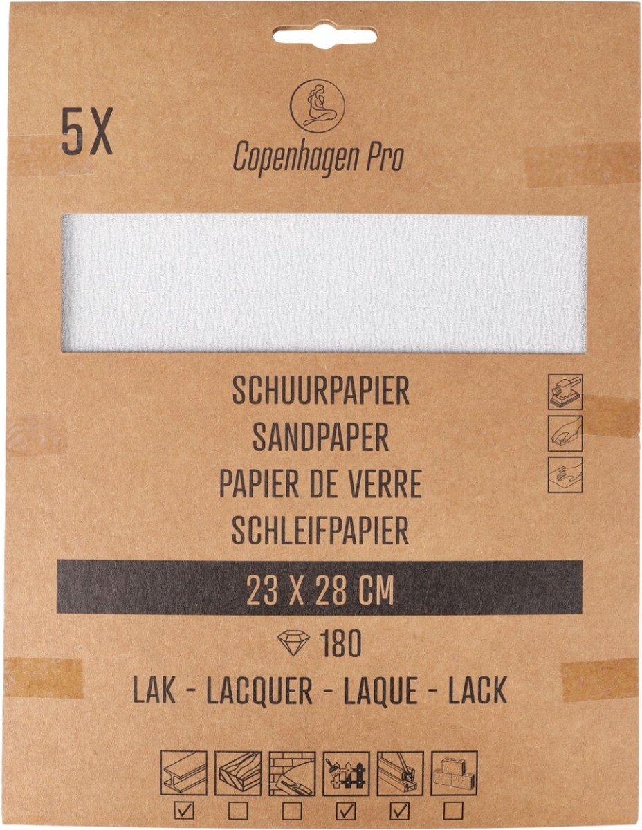 Copenhagen Pro schuurpapier - lak & verf - korrel 180 - 5 stuks - 28 x 23 cm
