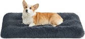Hondenbed, huisdiermat, zacht, 95 x 60 cm, zachte vulling, machinewasbaar, kussen voor honden, multifunctioneel, donkergrijs PGW202G02