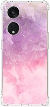Smartphone hoesje OPPO A98 Stevige Telefoonhoesje met transparante rand Pink Purple Paint