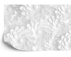 Fotobehang Beautiful, Elegant Paper Flower In The Style Of Hand-Made On A White Wall. 3D , 3D Rendering.