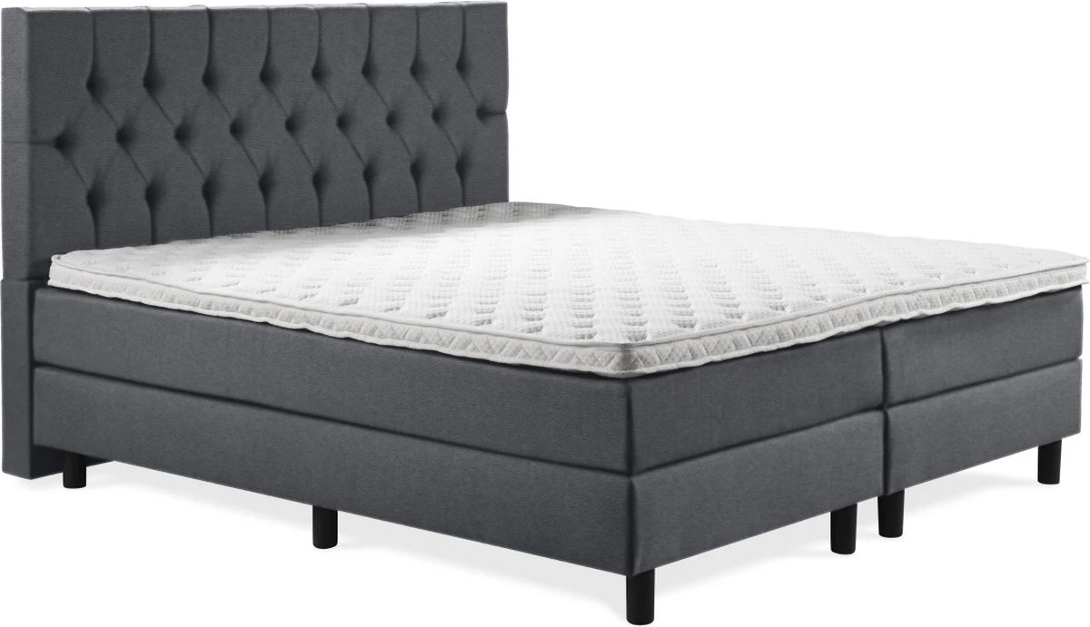 Boxspring Luxe 140x220 Capiton Antraciet Lederlook