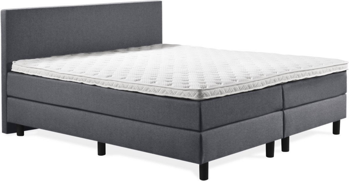 Boxspring Luxe 140x220 Glad Antraciet Lederlook