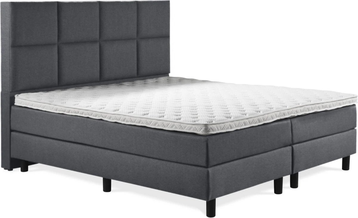 Boxspring Luxe 140x220 8 vlaks Antraciet Lederlook