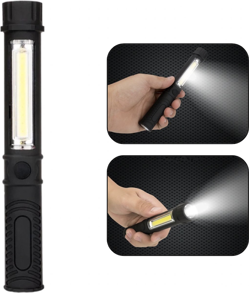 PD® - Zaklamp - Looplamp- inclusief magneet - Zaklamp met magneet - Zaklamp Led - COB - zwart - led technologie - COB LED