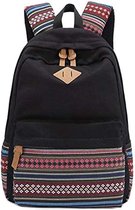 14 pouces ordinateur portable pour femmes vintage collège étanche sacs d'école toile multicolore rayures sac à dos ordinateur portable sac à dos noir