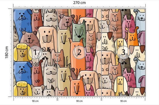 Papier peint photo Chiens de dessin animé colorés