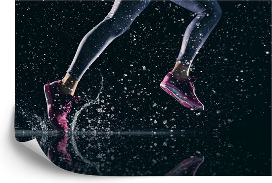 Fotobehang Sprinter Loopt In De Regen 3D | bol