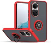 Geschikt voor Oppo Reno 10 Pro / Reno 10 5G - dubbellaags - Polycarbonaat - Schokabsorberend - hoesje met ringhouder - Rood