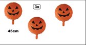 3x Folieballon Pompoen (45 cm) - Halloween- Thema feest creepy verjaardag festival party fun folie ballon griezel